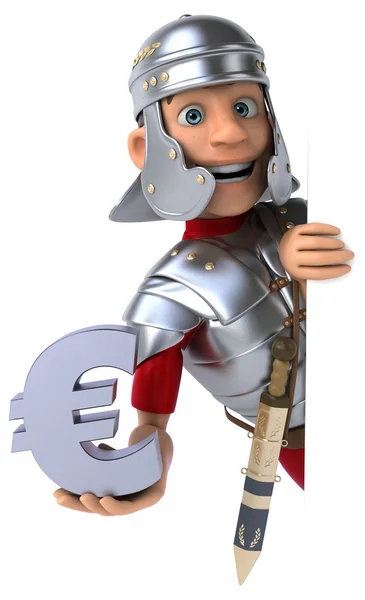 Romersk soldat med eurotegn – stockfoto
