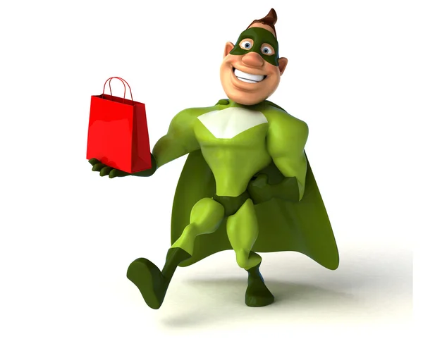 Torba na zakupy gospodarstwa superbohatera — Zdjęcie stockowe