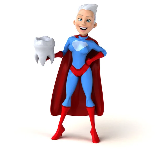 Super woman holding tooth — Stock Photo, Image