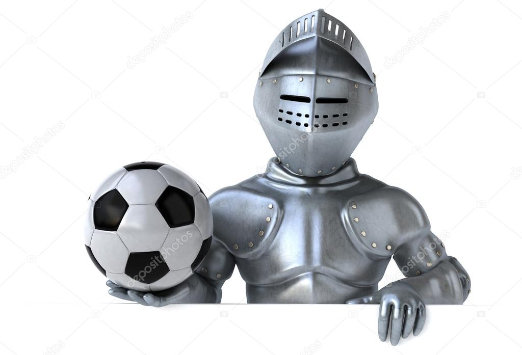 knight with soccer ball