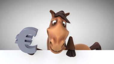 kart ve euro işareti tutarak at