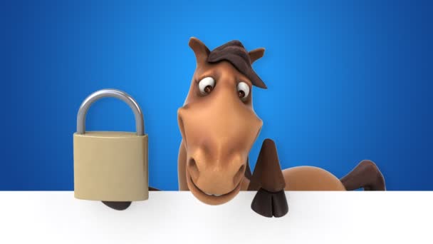 Horse holding padlock — Stock Video