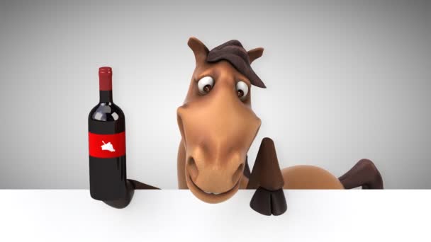 Horse holding card and wine — Stock Video