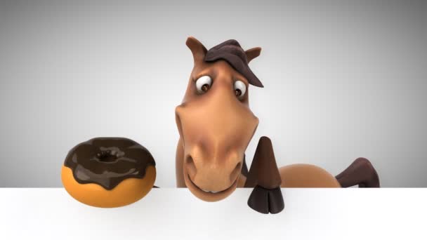 Cartão de retenção de cavalo e donut — Vídeo de Stock