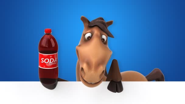 Horse holding soda — Stock Video