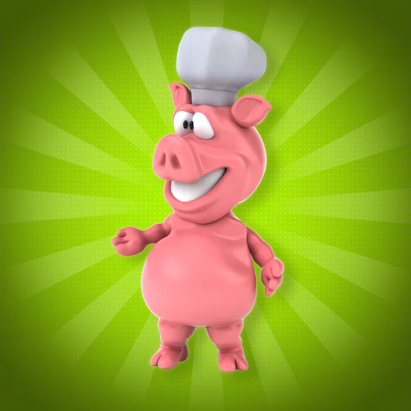 Pig cook in hat — Stock Photo, Image