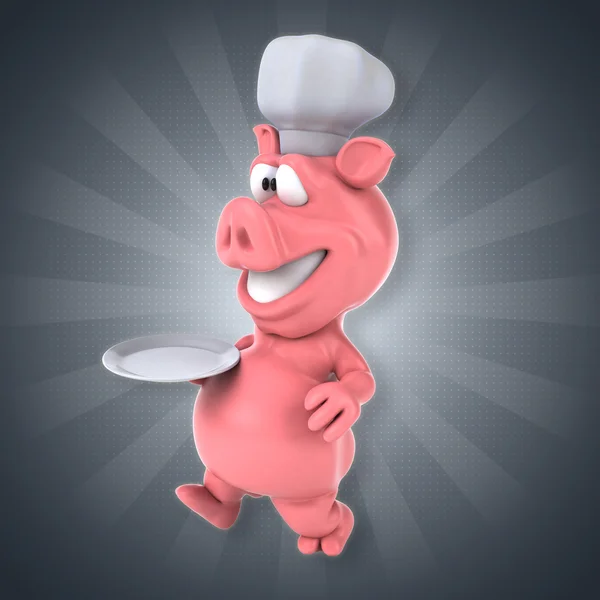 Pig holding plate — Stock Photo, Image