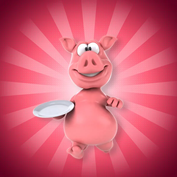 Pig holding plate — Stock Photo, Image