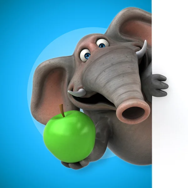 Elefante sosteniendo manzana y tarjeta — Foto de Stock