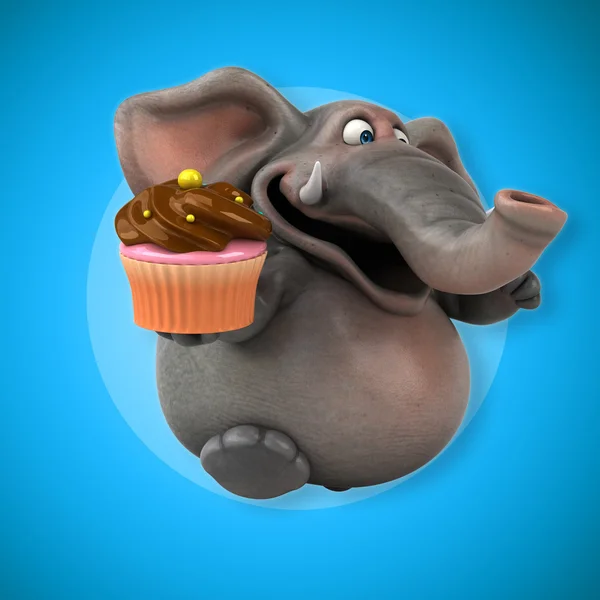 Elefant hält Cupcake — Stockfoto