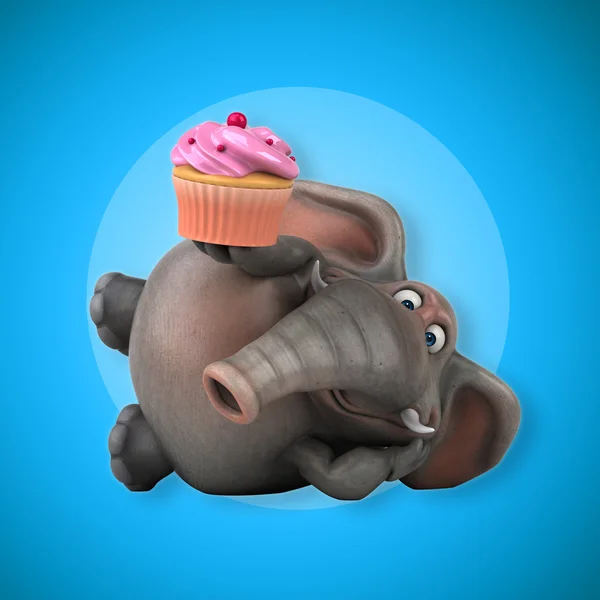 Elefante celebración cupcake — Foto de Stock