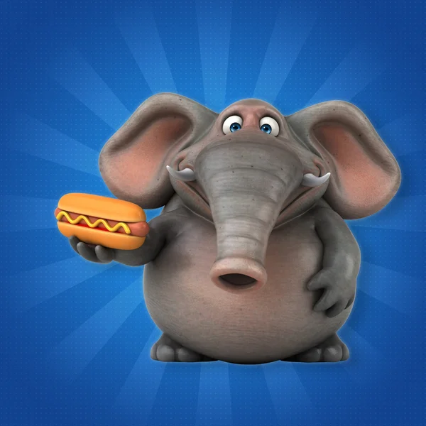 Elefant mit Hotdog — Stockfoto