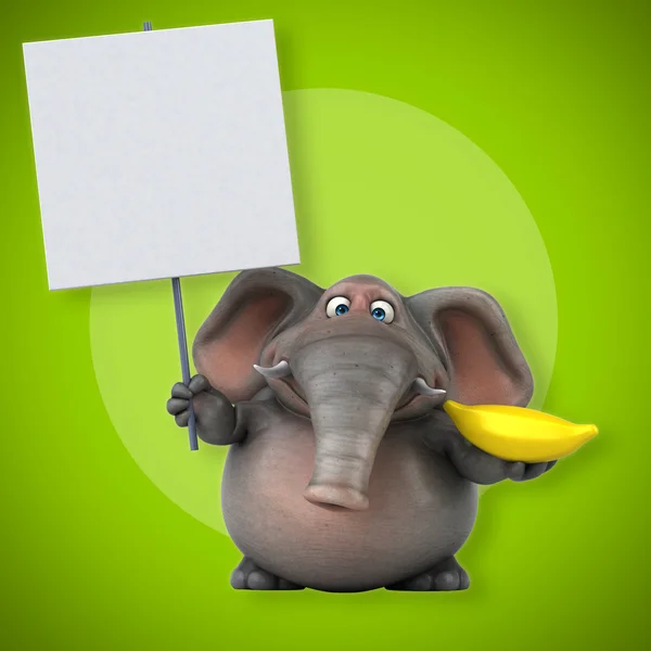 Elefant mit Karte und Banane — Stockfoto