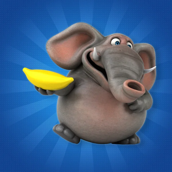 Lustiger Elefant mit Banane — Stockfoto