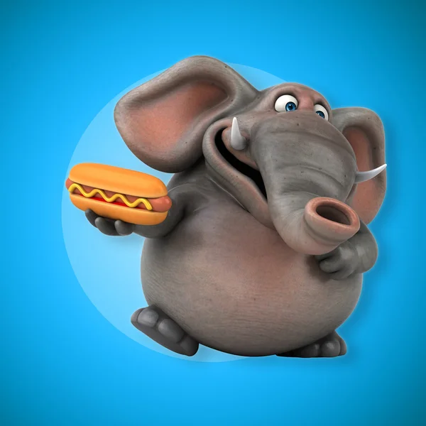Olifant bedrijf hotdog — Stockfoto