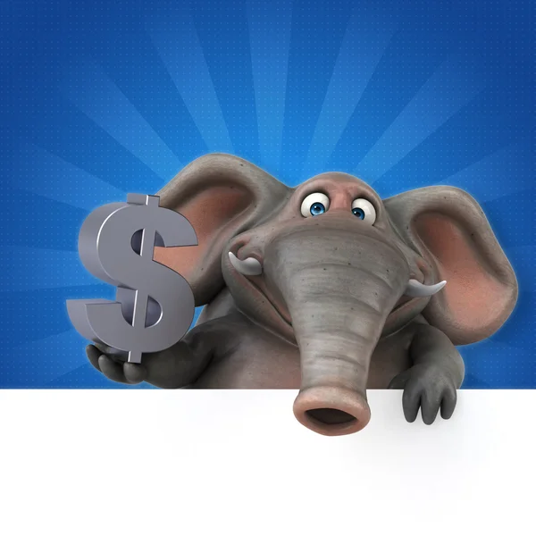 Elephant holding dollar sign — Stock Photo, Image