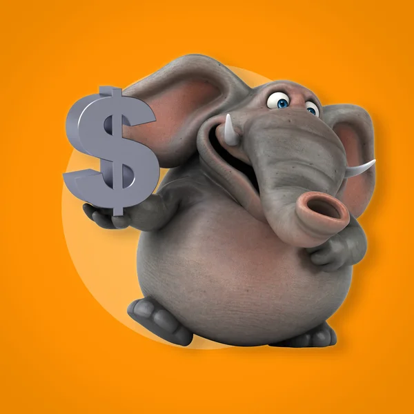 Elephant innehav dollartecken — Stockfoto