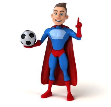 Komik süper kahraman holding topu 