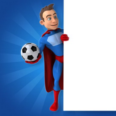 süper kahraman holding kartı ve topu 