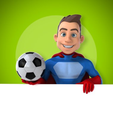 süper kahraman holding kartı ve topu 