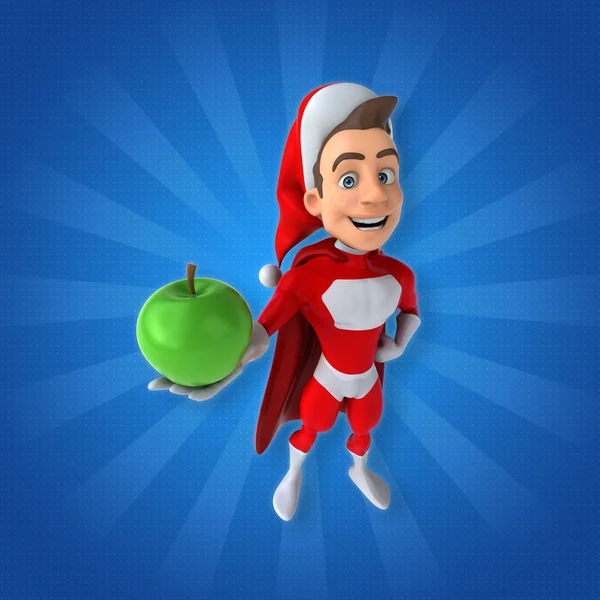 Super-herói segurando maçã — Fotografia de Stock