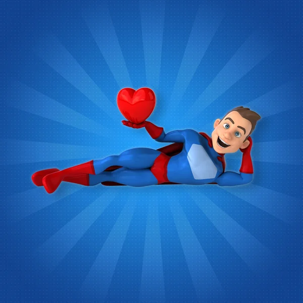 Superhero śmieszne gospodarstwa serca — Zdjęcie stockowe