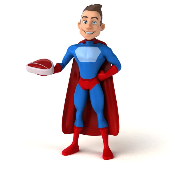 Superhero holding meat — Stock Photo, Image