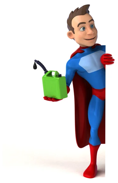 Супергерой тримає карту і олію — стокове фото