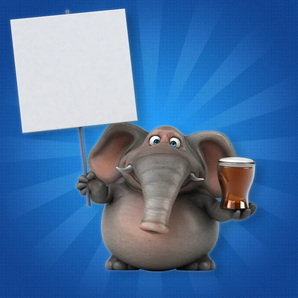 Elefant mit Karte und Bier — Stockfoto