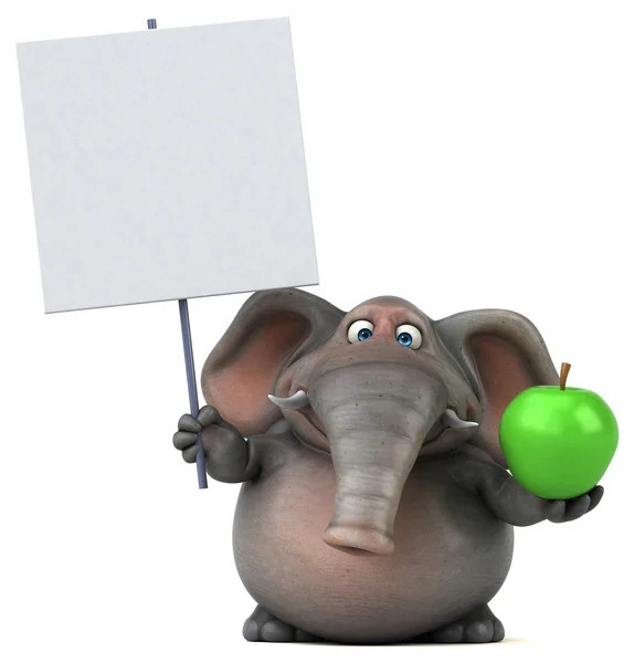 Слон держит карту и яблоко — стоковое фото