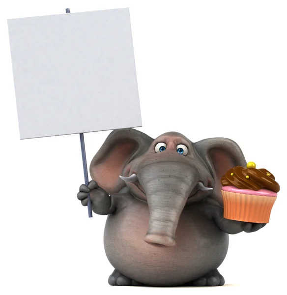 Elephant holding-kártya és a fánk — Stock Fotó