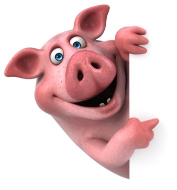 Funny  pig holding card  clipart