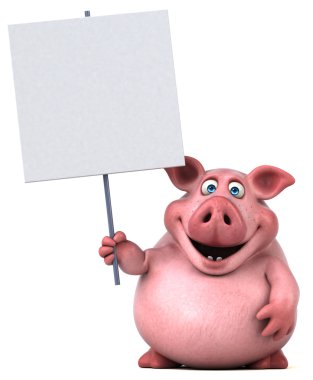 domuz holding boş oyun kağıdı