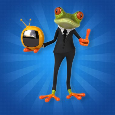 TV cihazı tutarak kurbağa