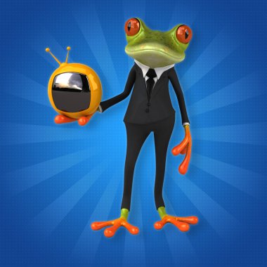 TV cihazı tutarak kurbağa