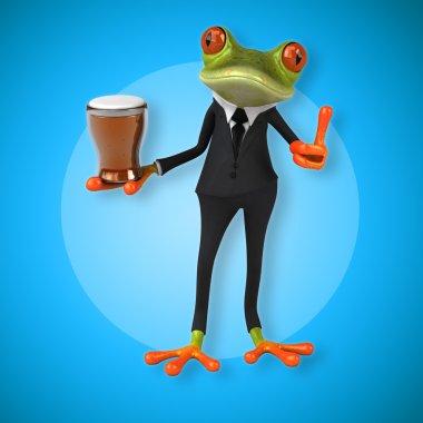 Kurbağa holding bira 
