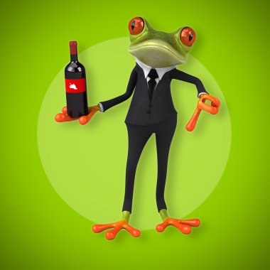   Kurbağa holding şarap 