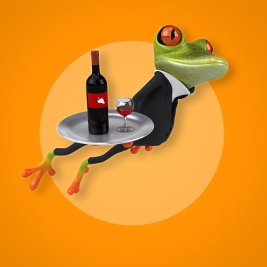 Kurbağa holding şarap 