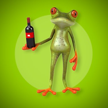  Kurbağa holding şarap 