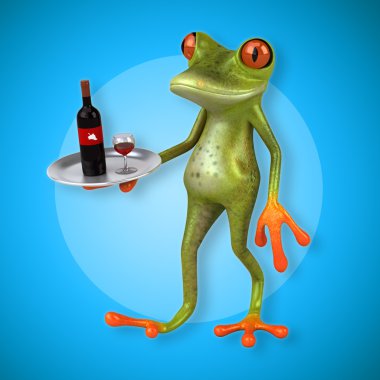  Kurbağa holding şarap 