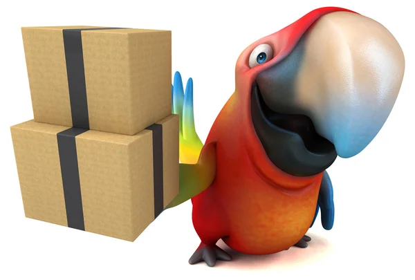 Попугай держит коробки — стоковое фото