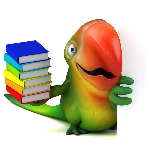 Papuga trzymania książek — Zdjęcie stockowe