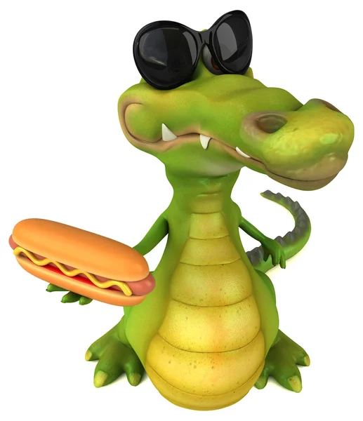 Hotdog gospodarstwa krokodyla — Zdjęcie stockowe