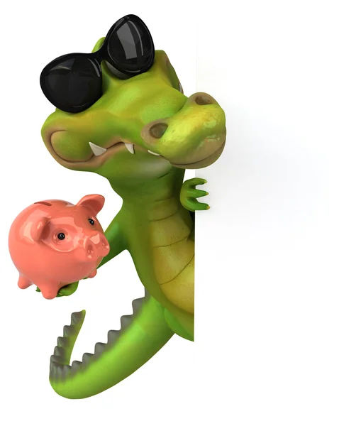 Krokodýl hospodářství karta a prasátko — Stock fotografie