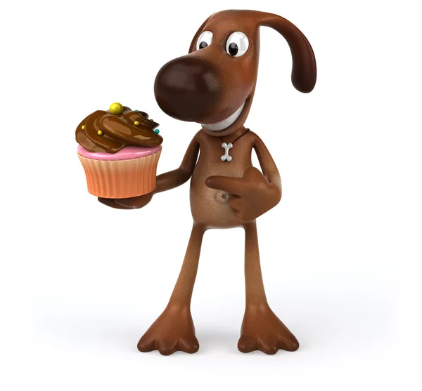 Fun chien tenant cupcake — Photo