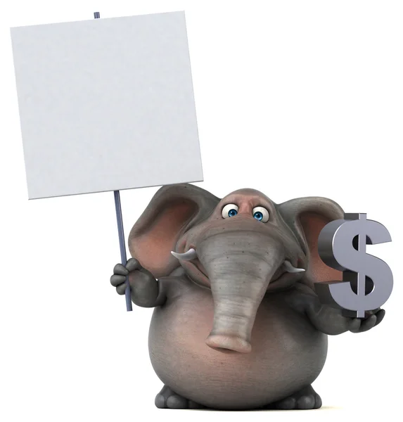 Elefanten som innehar kortet och dollartecken — Stockfoto