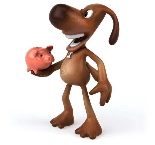Hond bedrijf piggy bank — Stockfoto
