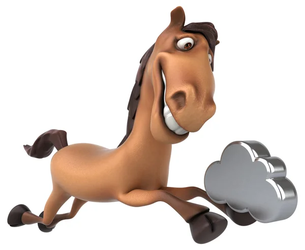 Horse holding cloud sign — Stock Photo, Image