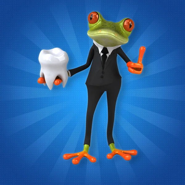 Frog holding tooth — Stock Photo, Image