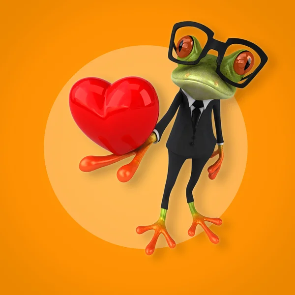 Frog holding heart — Stock Photo, Image